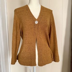 Josephine Chaus Tan Cardigan | Flower Snap Button | Medium
